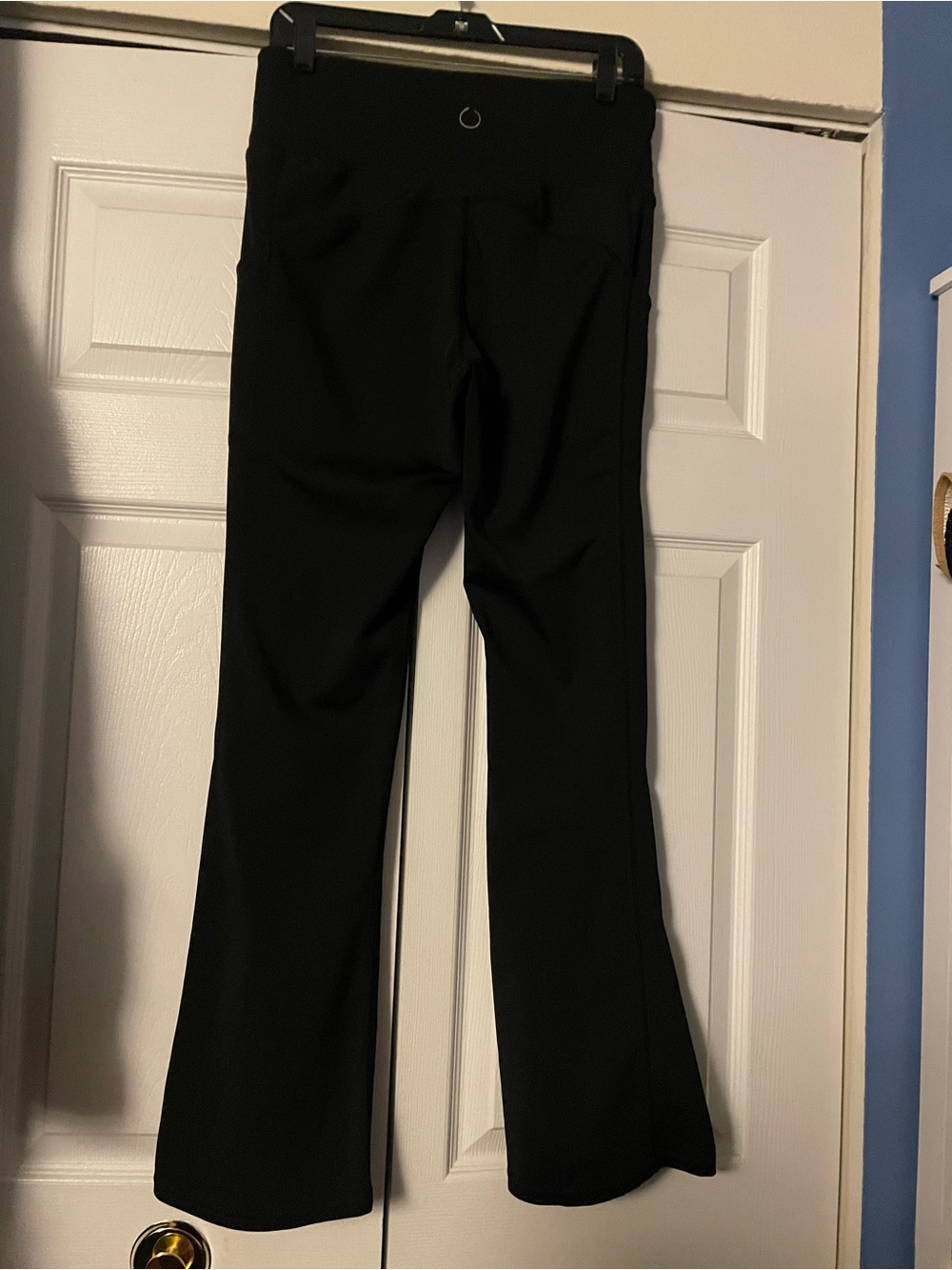 Black Flared Yoga Pants with Subtle Logo